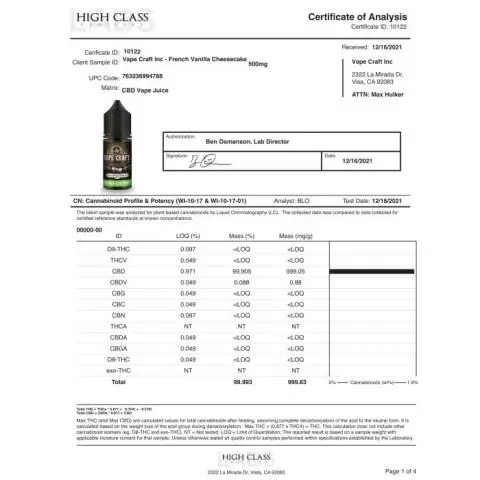 Vape Craft | French Vanilla Cheesecake | Premium CBD Vape ...