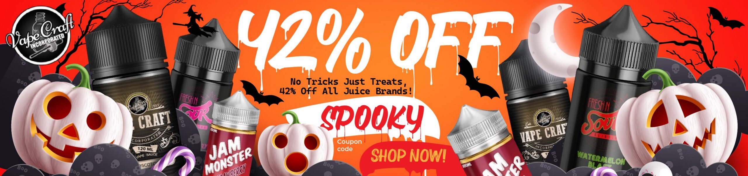No tricks, just treats: 42% off all vape juice brands with code SPOOKY